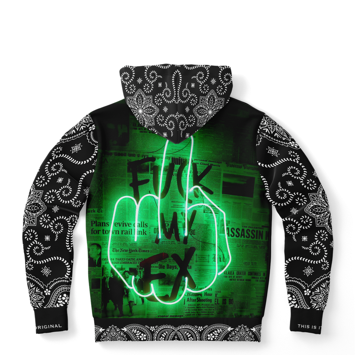 Neon Green F*ck My Ex - Paisley Design Sleeve and Details Fashion