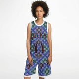 Black and Perfect Blue Paisley Pattern Design on Basketball Unisex Jersey & Shorts Set