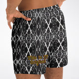 Black and White Stone Marble Luxury Design Swim Trunks for Men's