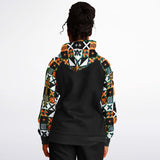 Raglan Unisex Black Hoodie with Emerald Marble Design on Luxury Geometric Pattern Original Design with "Get a  Life" on Left Hand