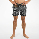 Black and White Stone Marble Luxury Design Swim Trunks for Men's