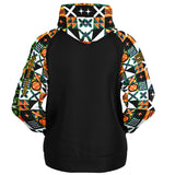 Raglan Unisex Black Hoodie with Emerald Marble Design on Luxury Geometric Pattern Original Design with "Get a  Life" on Left Hand