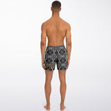 Black and White Stone Marble Luxury Design Swim Trunks for Men's