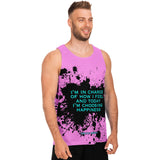 Black Splash with I'm in Charge of How I feel and Today I'm Choosing Happiness on Classic Retro Pink Color Design Unisex Tank Top