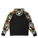 Raglan Unisex Black Hoodie with Emerald Marble Design on Luxury Geometric Pattern Original Design with "Get a  Life" on Left Hand