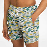 Geometrical Pattern and Emerald Green and Gold Stone Marble Luxury Design Swim Trunks for Men's