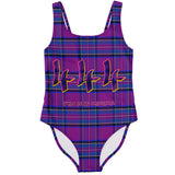 Deep Pink Tartan Perfect Pattern Design with "444" Angel Number Luxury Swimsuit