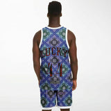 Black and Perfect Blue Paisley Pattern Design on Basketball Unisex Jersey & Shorts Set