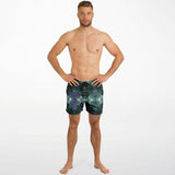 Light Emerald Green Marble Exclusive Design on Swim Trunks for Men's