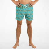 Light Blue and Gold Stone Marble Luxury Design Swim Trunks for Men's