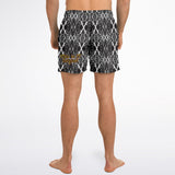 Black and White Stone Marble Luxury Design Swim Trunks for Men's