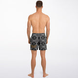 Black and White Stone Marble Luxury Design Swim Trunks for Men's