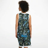 Black and Blue Exotic Floral Pattern Design on Basketball Unisex Jersey & Shorts Set