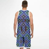 Black and Perfect Blue Paisley Pattern Design on Basketball Unisex Jersey & Shorts Set