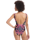 Pink and Black Tie Dye Special Pattern Design Luxury Swimsuit