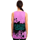 Black Splash with I'm in Charge of How I feel and Today I'm Choosing Happiness on Classic Retro Pink Color Design Unisex Tank Top