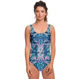 Blue and Pink Tie Dye Special Pattern Design with "Lucky and 44" Luxury Swimsuit