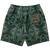 Dark Emerald Marble with Gold Paintings Design on Men's Luxury Long Shorts