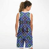 Black and Perfect Blue Paisley Pattern Design on Basketball Unisex Jersey & Shorts Set