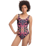 Pink and Black Tie Dye Special Pattern Design Luxury Swimsuit