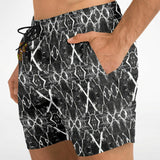 Black and White Stone Marble Luxury Design Swim Trunks for Men's