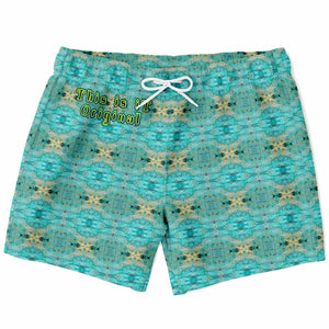 Light Blue and Gold Stone Marble Luxury Design Swim Trunks for Men's