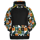 Raglan Unisex Black Hoodie with Emerald Marble Design on Luxury Geometric Pattern Original Design with "Get a  Life" on Left Hand