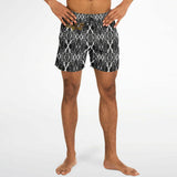 Black and White Stone Marble Luxury Design Swim Trunks for Men's