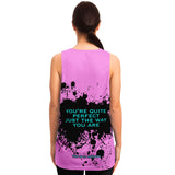 Black Splash with You're Quite Perfect Just the Way You Are on Classic Retro Pink Color Design Unisex Tank Top