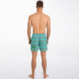 Light Blue and Gold Stone Marble Luxury Design Swim Trunks for Men's