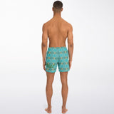 Light Blue and Gold Stone Marble Luxury Design Swim Trunks for Men's