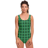 Retro Ultimate Jungle Neon Green Pattern Design on Luxury Swimsuit - AOP