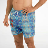 Light Blue Marble Exclusive Design on Swim Trunks for Men's