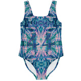 Blue and Pink Tie Dye Special Pattern Design with "Lucky and 44" Luxury Swimsuit