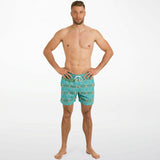 Light Blue and Gold Stone Marble Luxury Design Swim Trunks for Men's