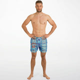 Light Blue Marble Exclusive Design on Swim Trunks for Men's