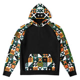 Raglan Unisex Black Hoodie with Emerald Marble Design on Luxury Geometric Pattern Original Design with "Get a  Life" on Left Hand