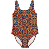 Brown Psychedelic Retro Mandala Design Luxury Swimsuit