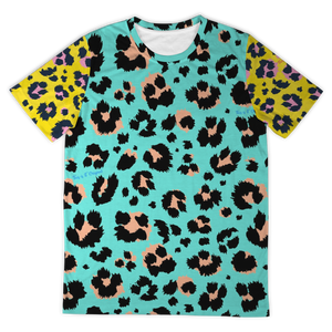 Light Blue & Yellow Special Leopard Design Street Wear T-Shirt