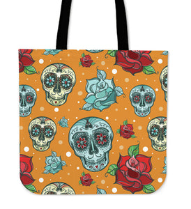 Orange Skull Cloth Tote Bag