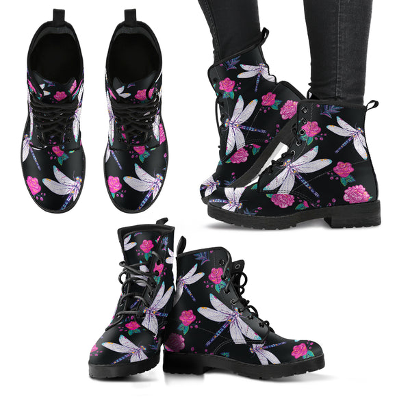 Dragonfly Flowery Mandala Handcrafted Boots