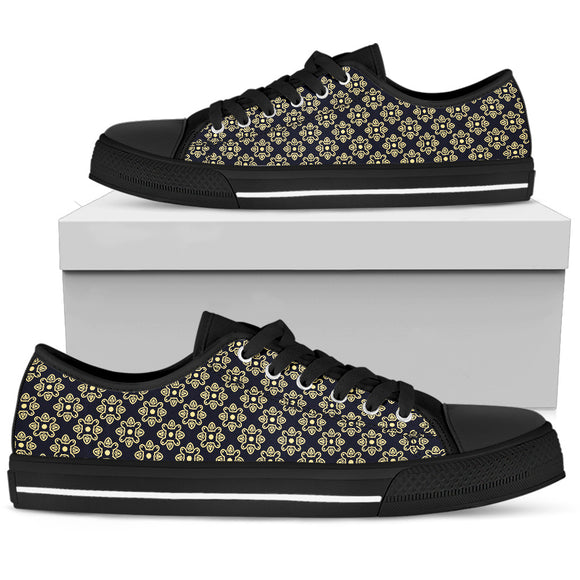 Golden Flowers Women's Low Top Shoes