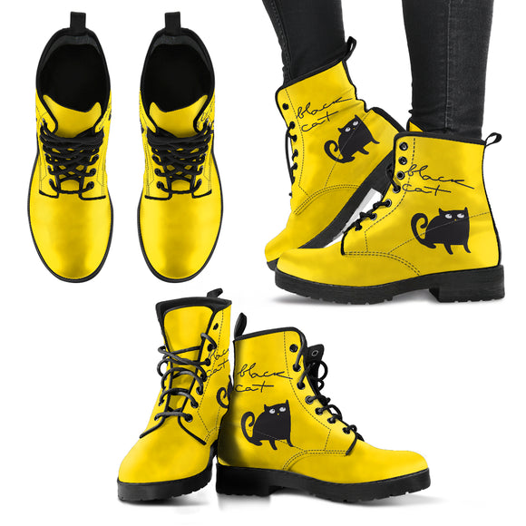 Yellow Black Cat Handcrafted Boots