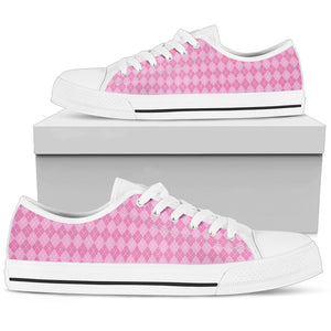 Pink Argyle Tartan Women's Low Top Shoes