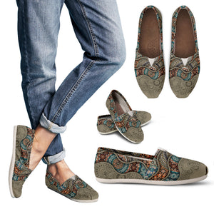 Grey Paisley Mandala Women's Casual Shoes