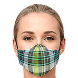 Fashion Grey & Turquoise Tartan Design Protection Face Mask