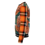 Hand with Magic Blessed Eye Design with Orange Tartan Stylish Pattern Luxury Fashion Unisex Sweatshirt