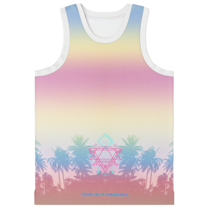 Luxury Pastel Colors - Palm Tree Design - 44 - Thankful - Unisex Basketball Jersey