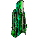 Cannabis design with Neon Stripes Style & UFO DRAMATIC HEAD Luxury Cloak