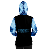 Luxury Poetry on Black with Light Blue & Dark Blue Tie Dye Design Three Fashion Hoodie